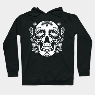 White Cinco De Mayo Stylized Sugar Skull Day Of The Dead Hoodie